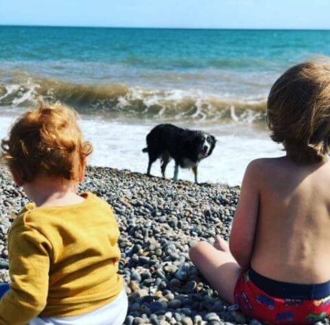 John Speleers grandchildren in Branscombe Beach Main.